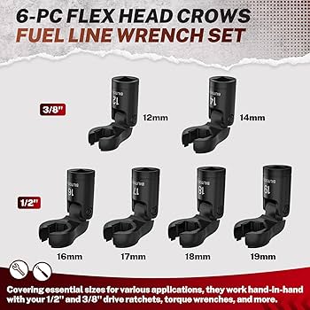 Amazon.com: BILITOOLS 6PCS Flex Head Crows Foot Line Wrench